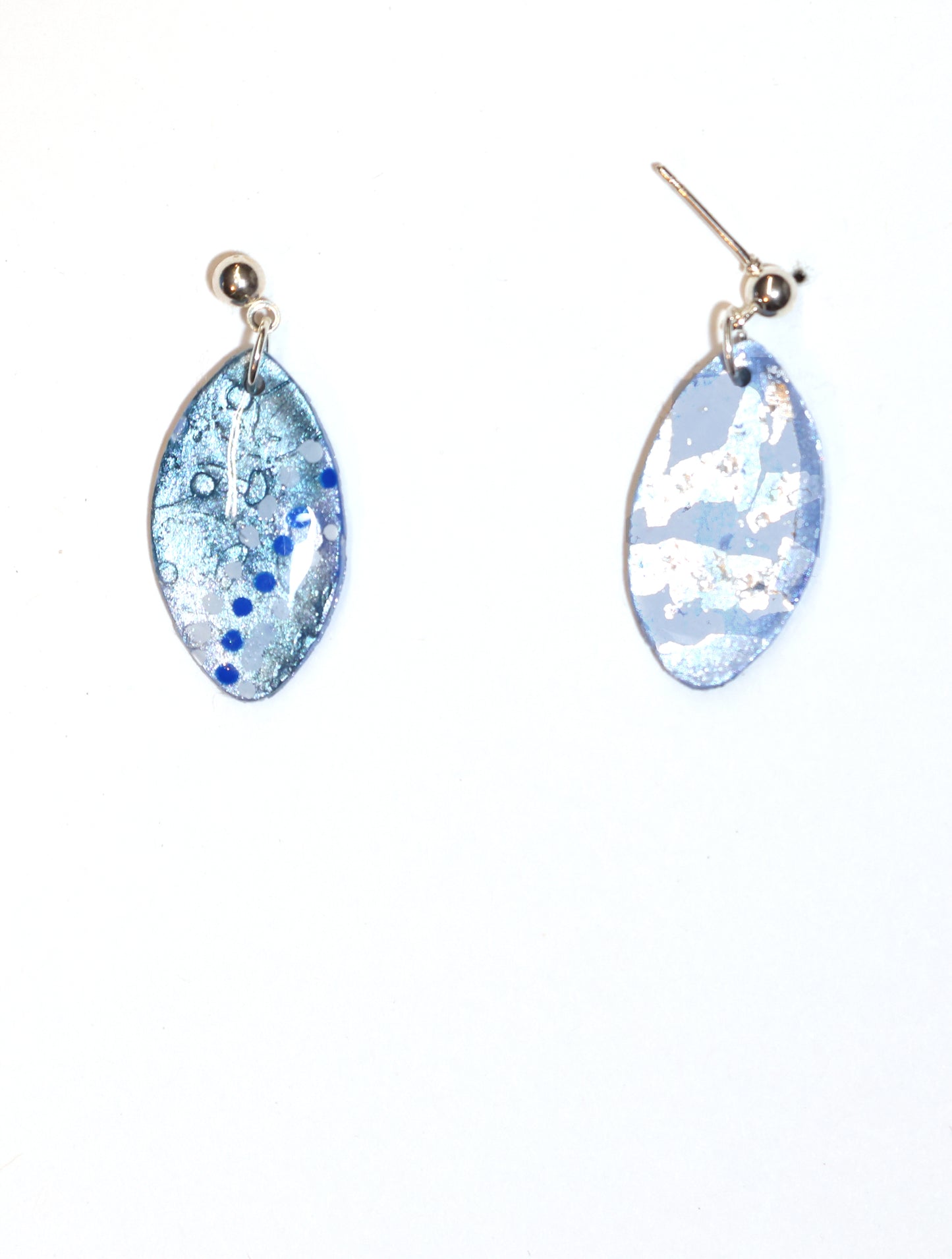 Blue Shiny Textured Drop Earrings