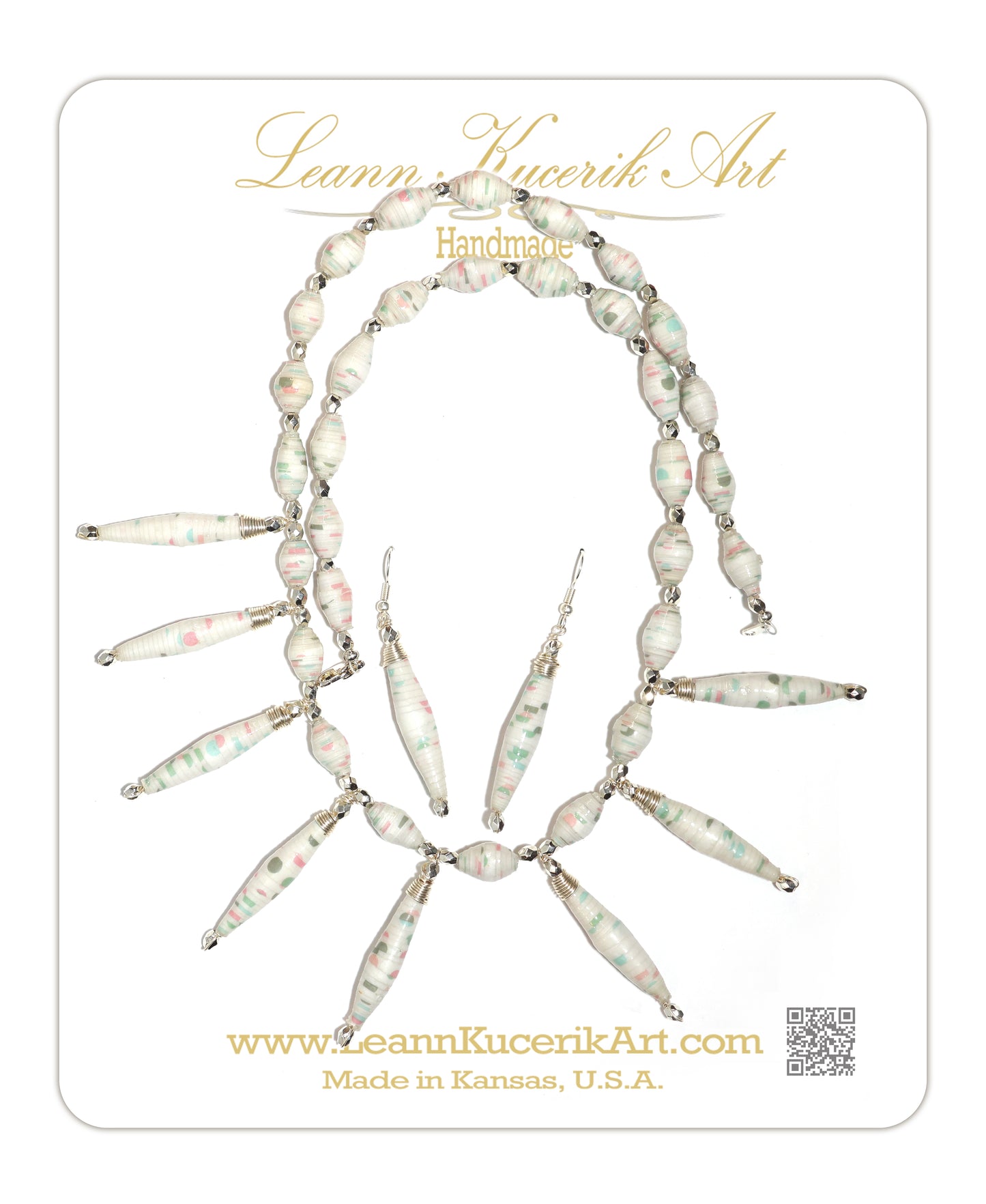 Elegant Paper Bead Necklace & Earring Set