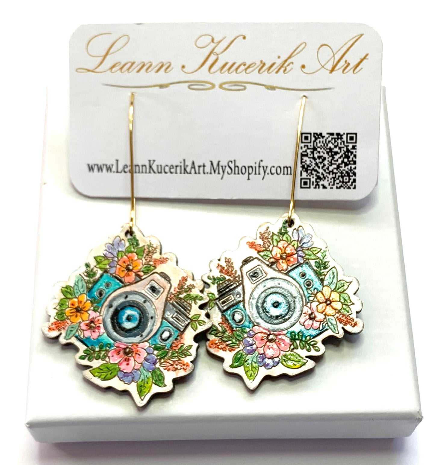 CAMERA EARRINGS - HAND PAINTED