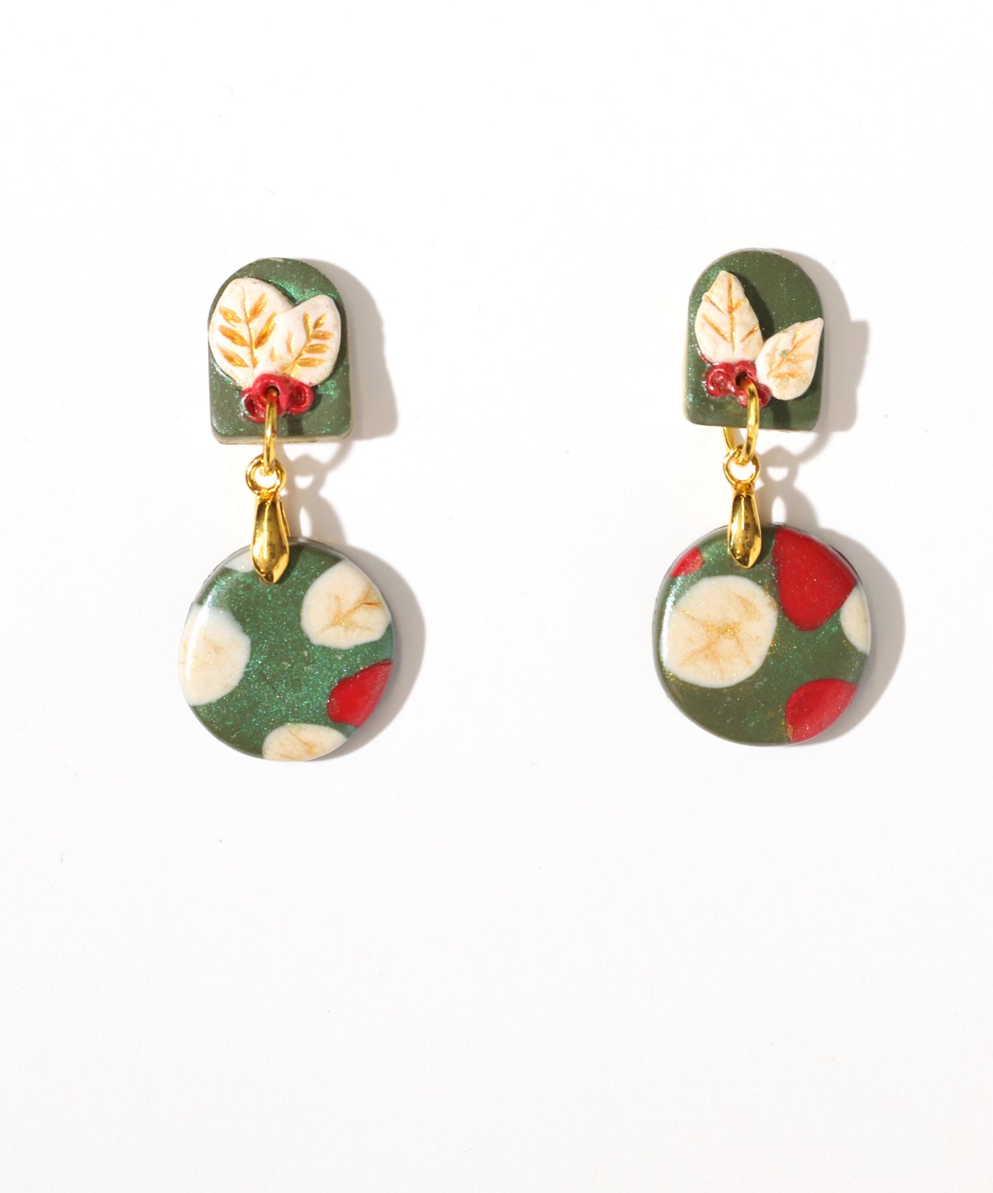 Christmas Leaf Dangle Post earrings