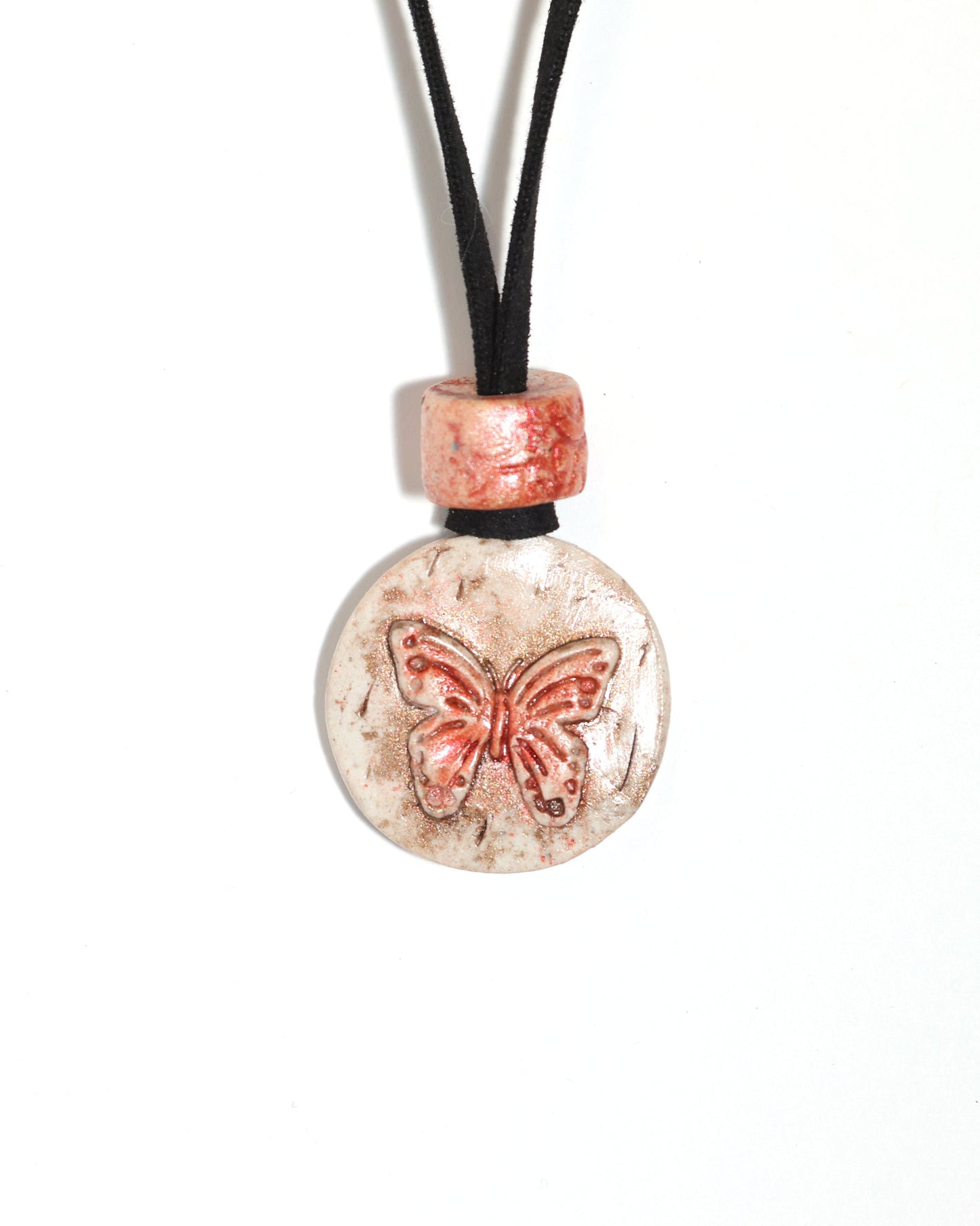 Pink Round Butterfly Necklace