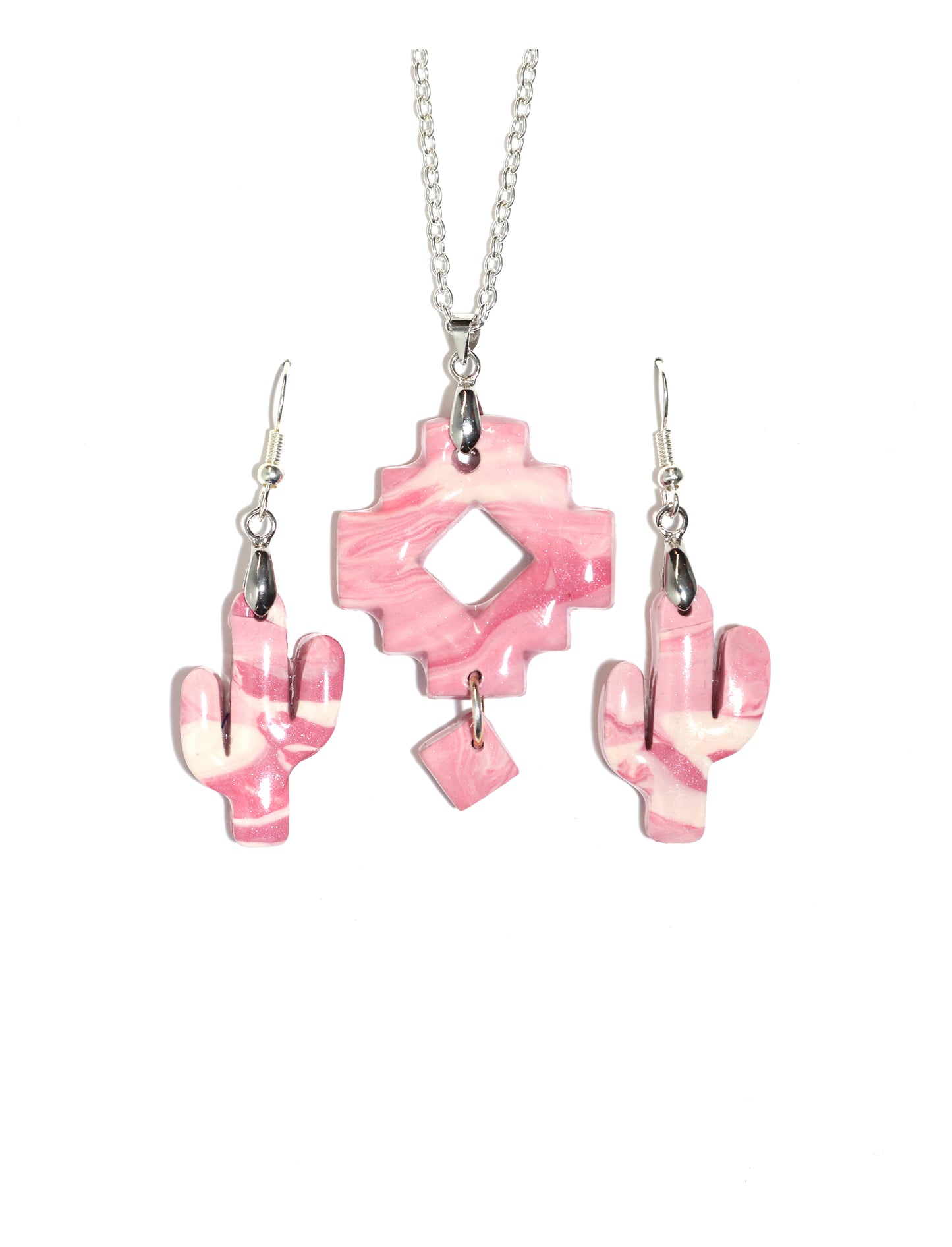 Pink Camo Sequoia Necklace & Earring Set