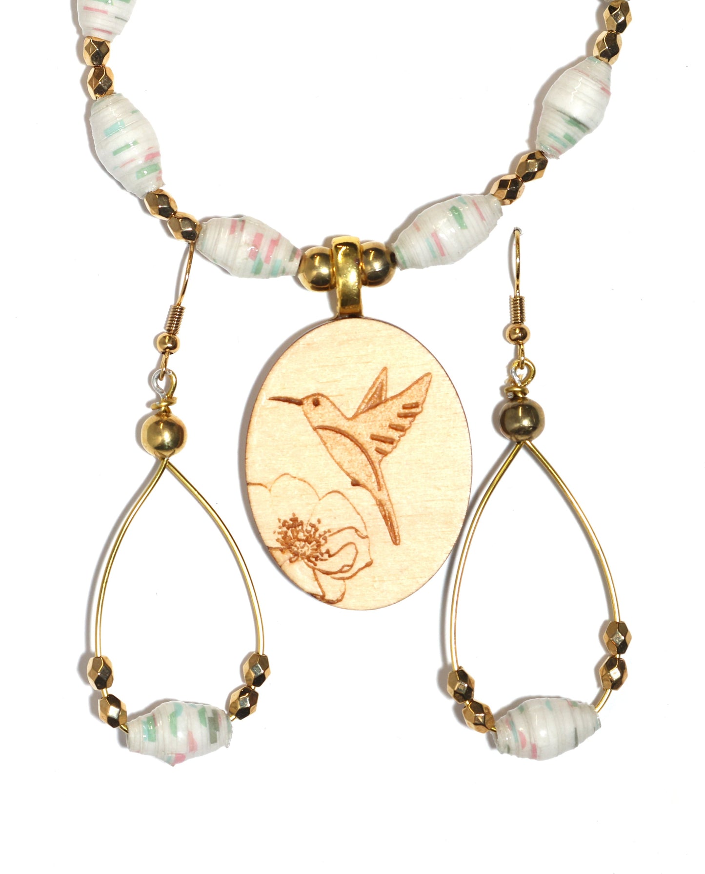 Hummingbird Earrings & Necklace Set