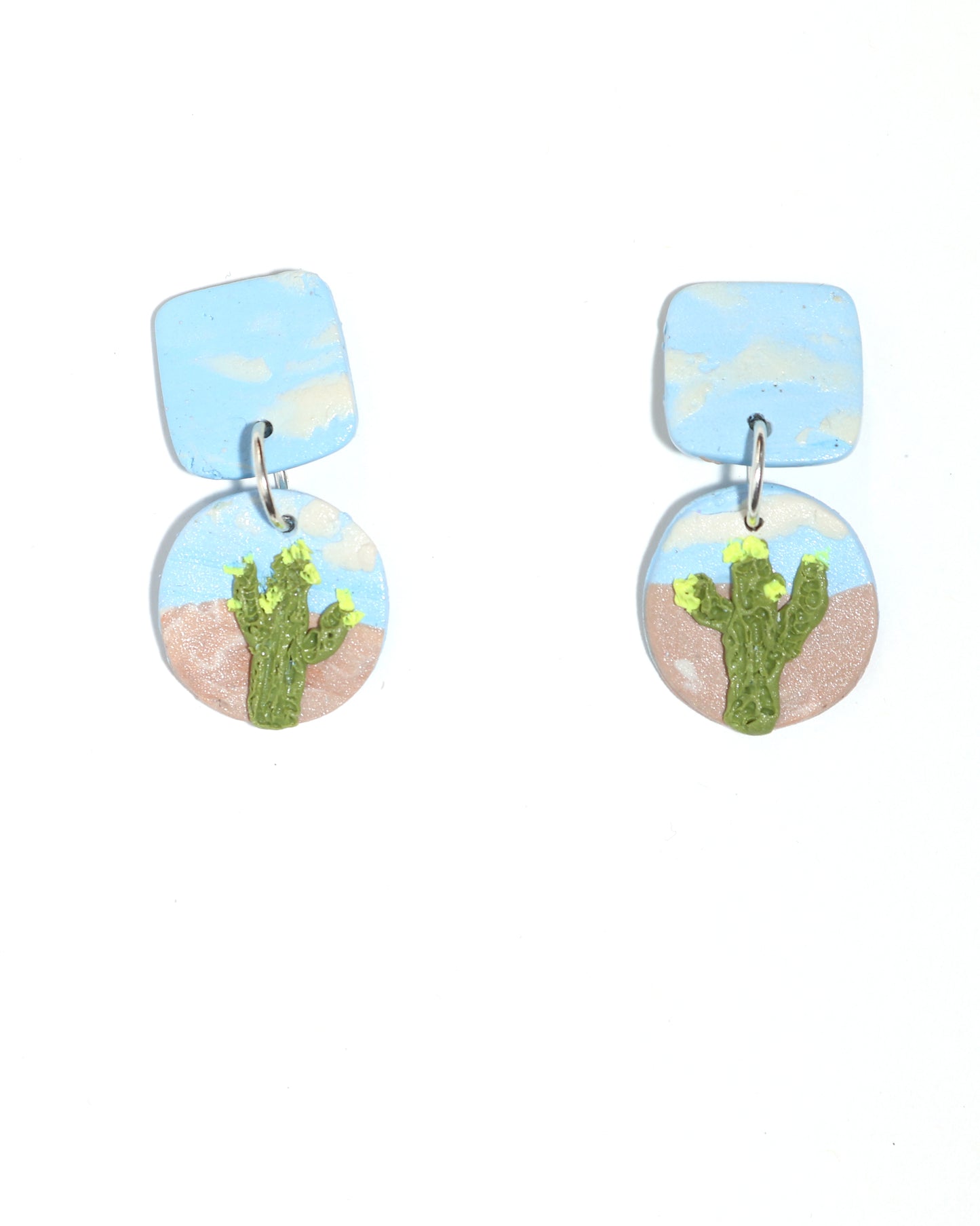 Round Sequoia Cactus Earrings