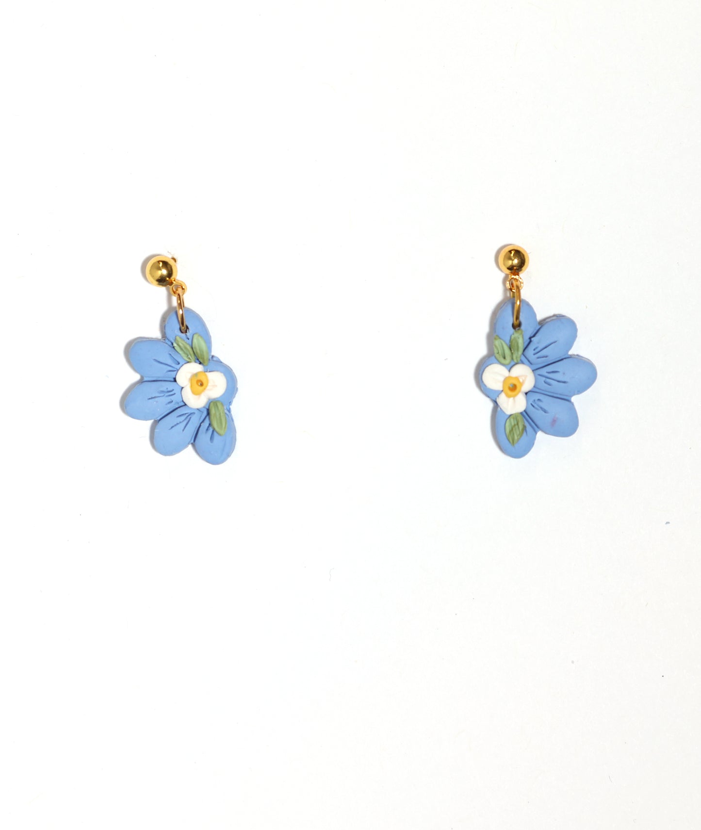 Little Blue Flower Post Dangle Earrings