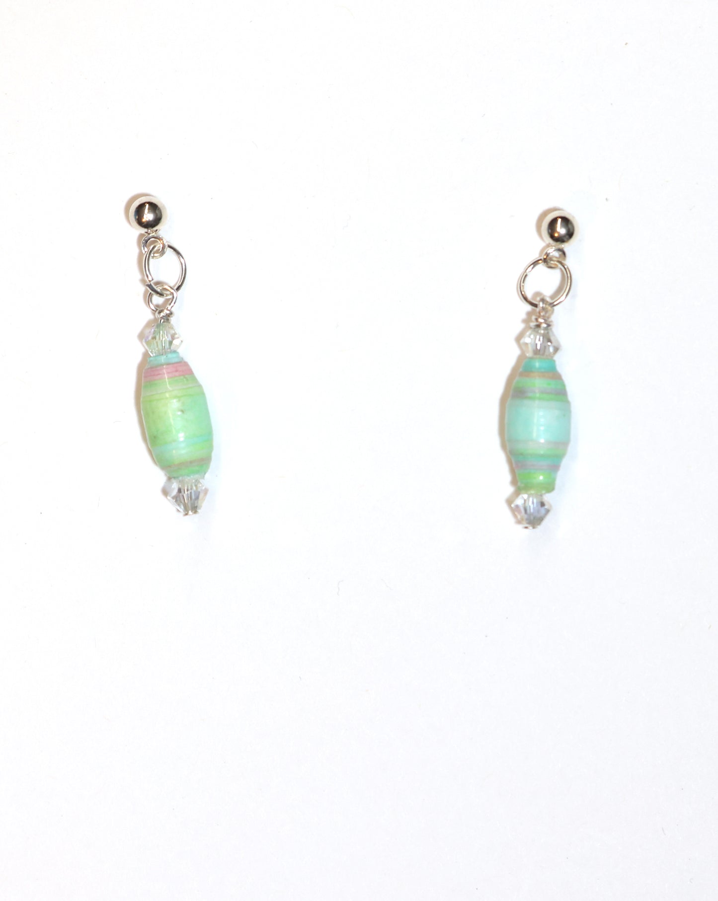 Soft Green Paper Bead Earrings