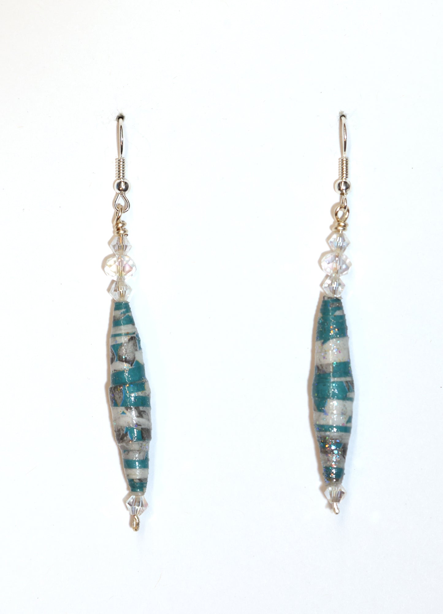 Teal Paper Bead Earrings