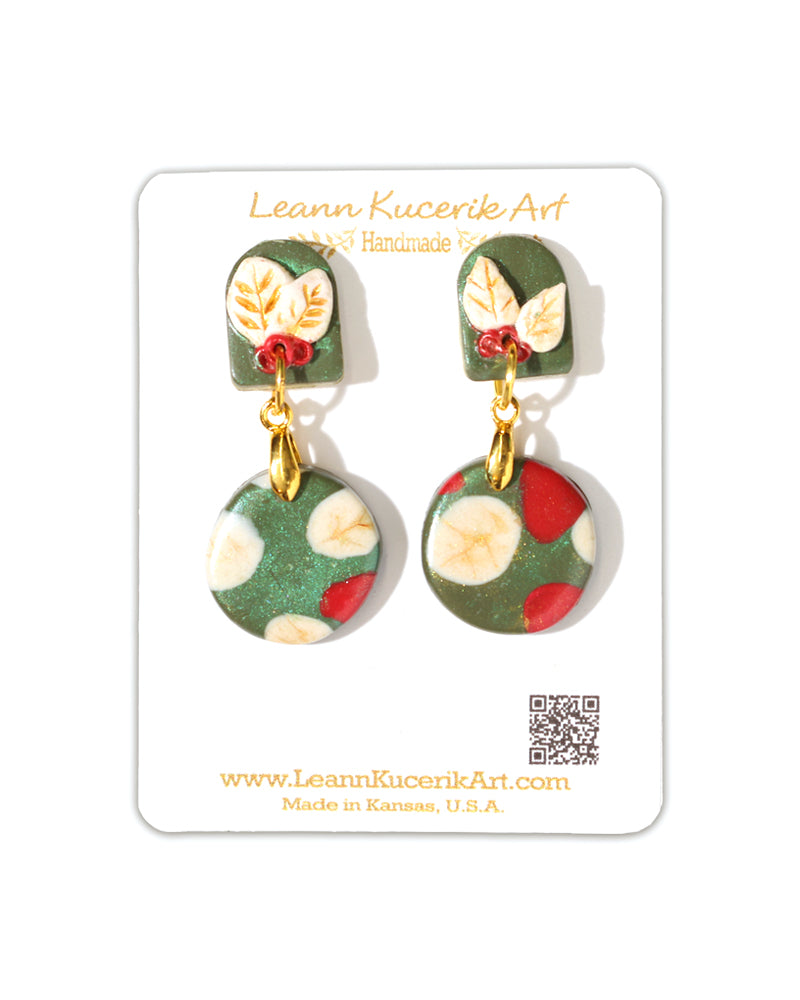 Christmas Leaf Dangle Post earrings