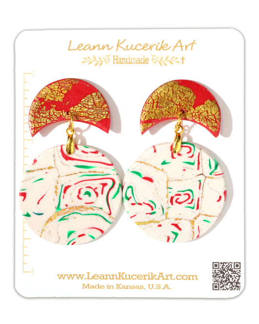 Christmas Large Round Fun Dangle Post Earrings