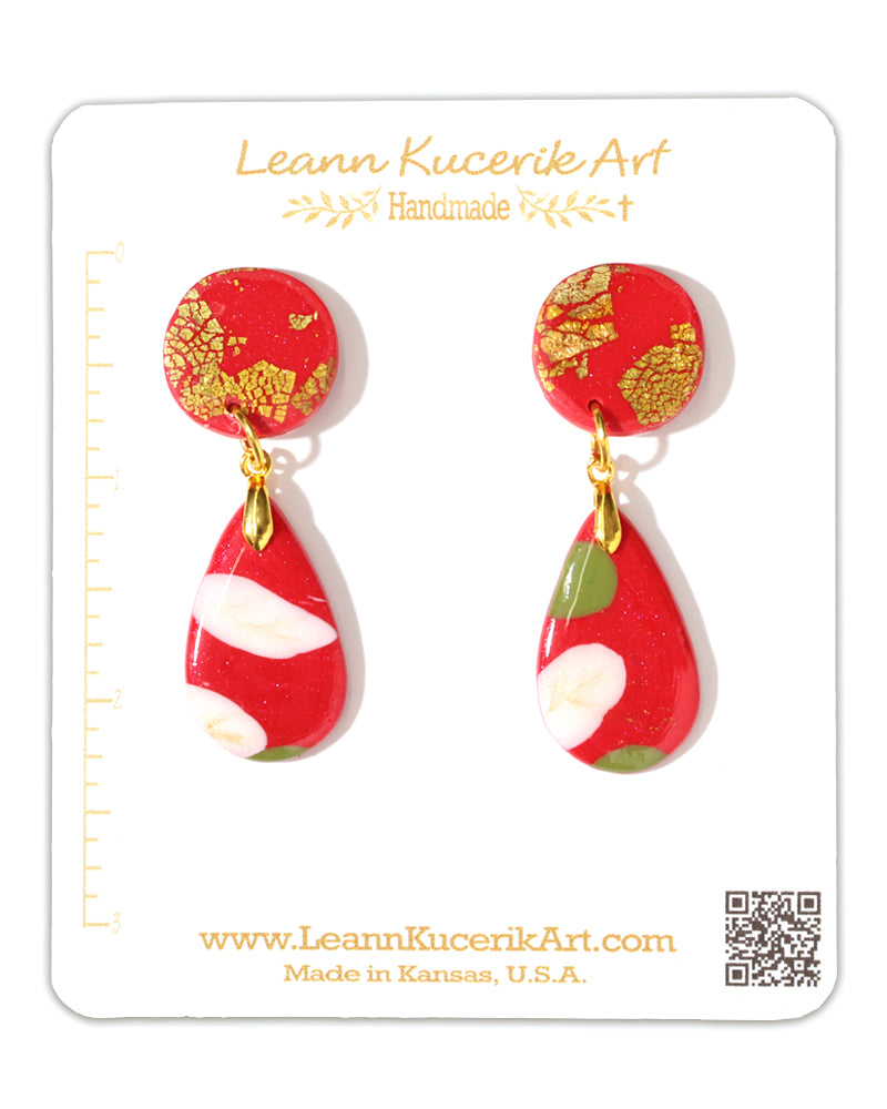 Christmas Teardrop Dangle Post Earrings