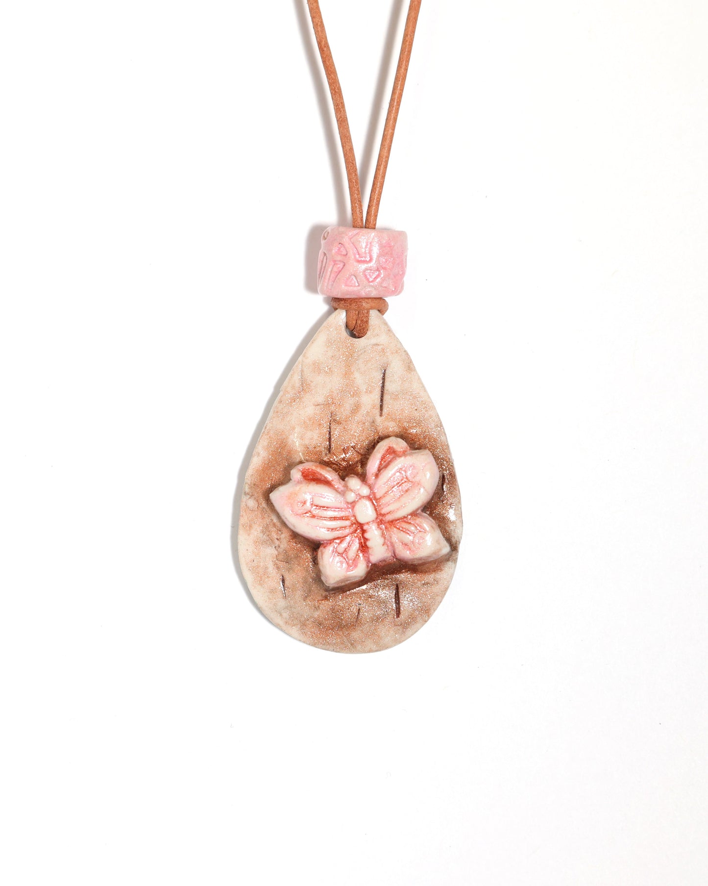 Pretty Pink Butterfly Teardrop Necklace