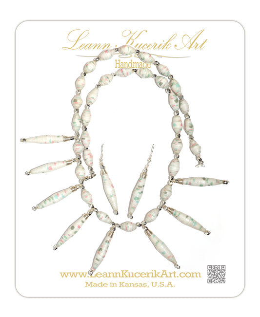 Elegant Paper Bead Necklace & Earring Set