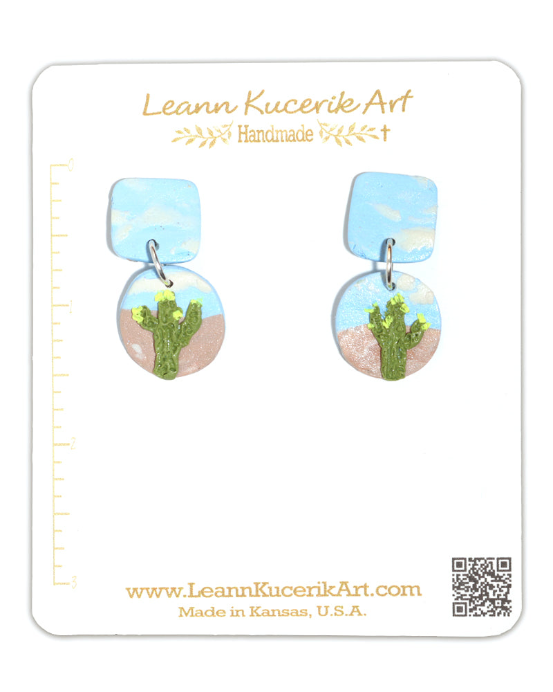 Round Sequoia Cactus Earrings