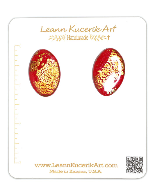 Red & Gold Large Post earrings