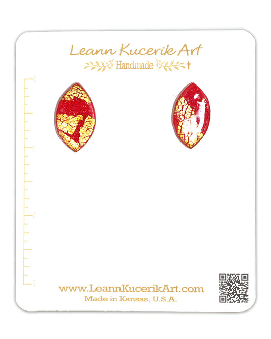 Red & Gold Little Post earrings