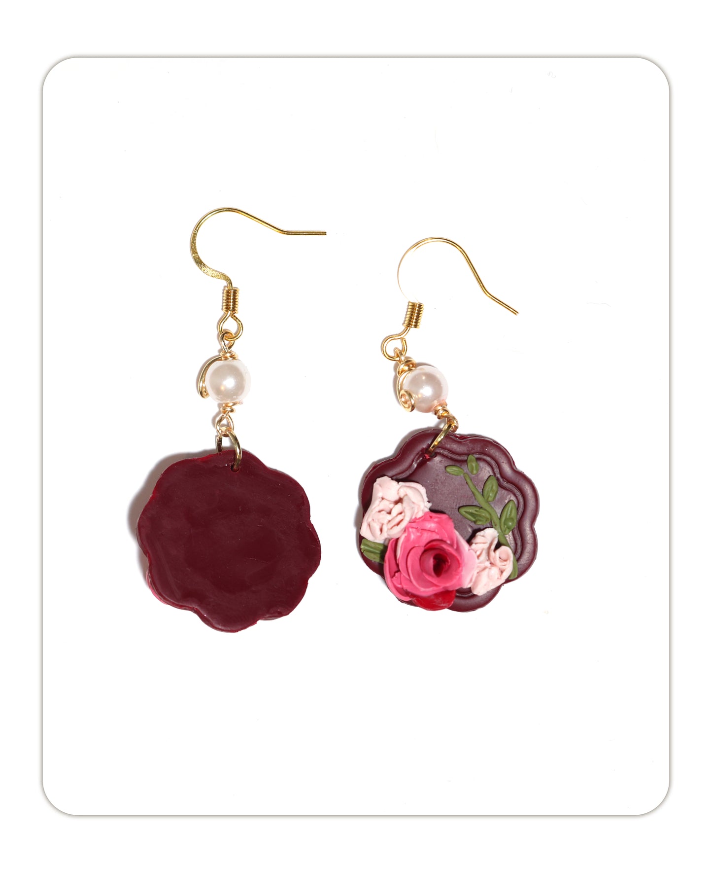 Burgundy Rose Earrings