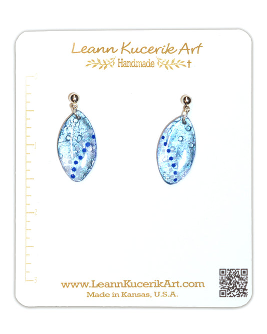 Blue Shiny Textured Drop Earrings