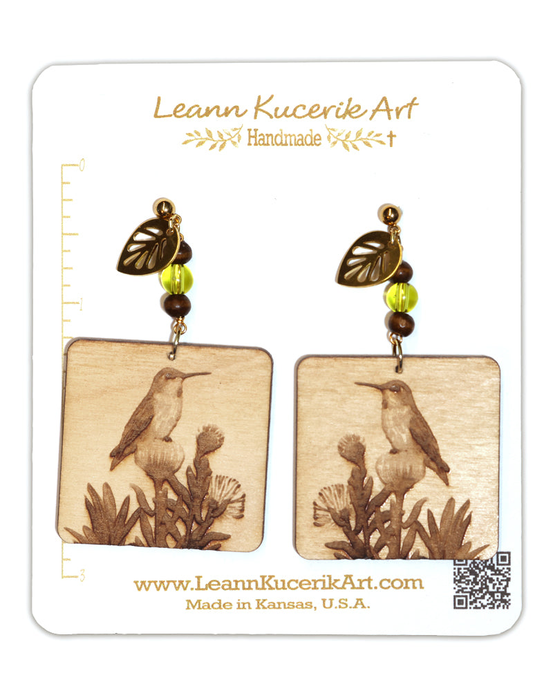 Hummingbird Engraved Earrings