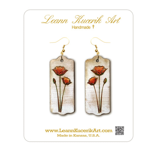 Orange Poppy Earrings