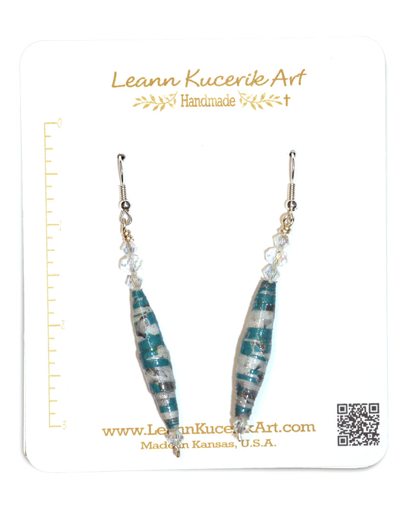 Teal Paper Bead Earrings