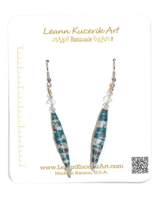 Teal Paper Bead Earrings