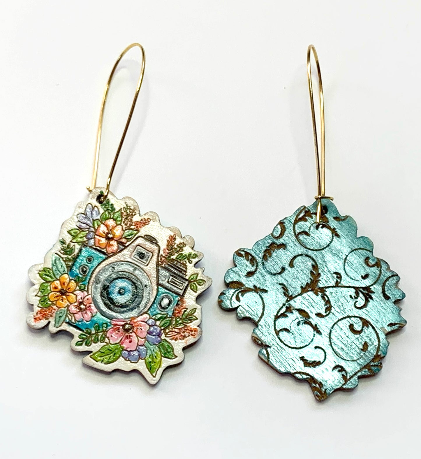 CAMERA EARRINGS - HAND PAINTED