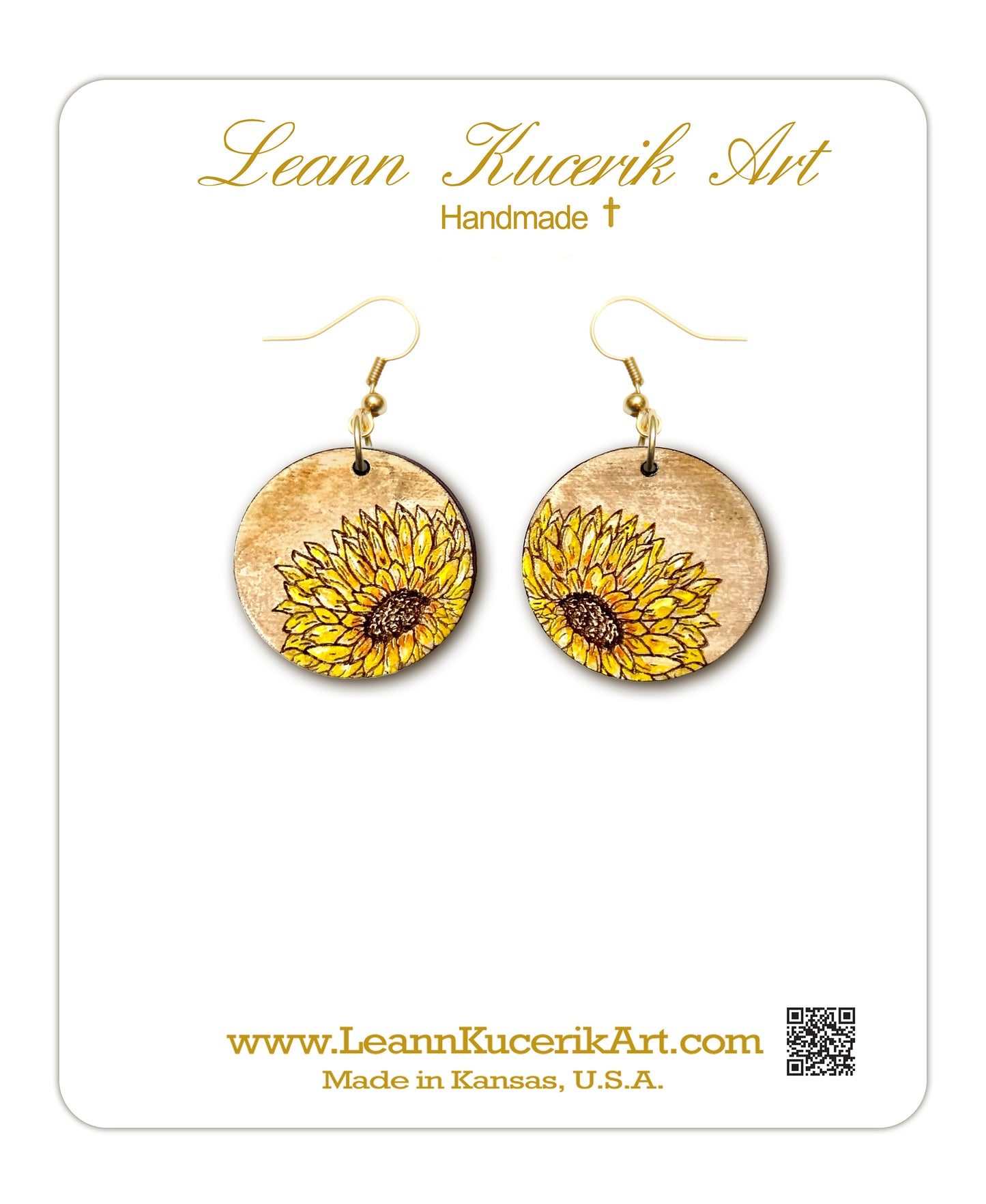 Sunflower Wooden Earrings