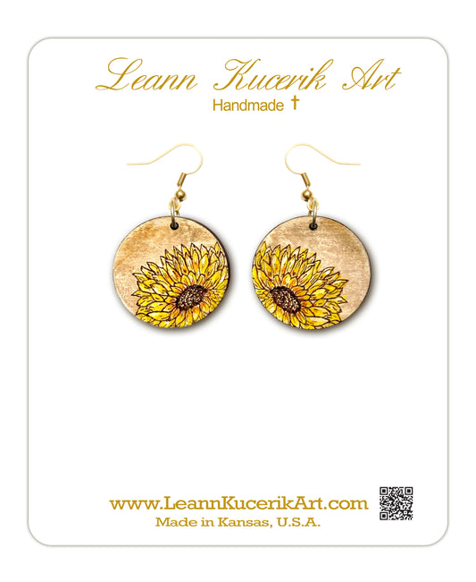 Sunflower Wooden Earrings