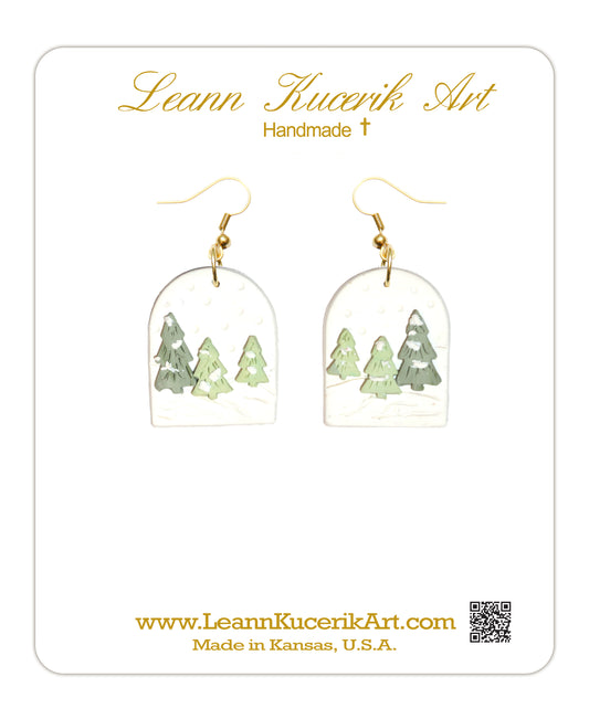 Pine Tree Earrings in winter